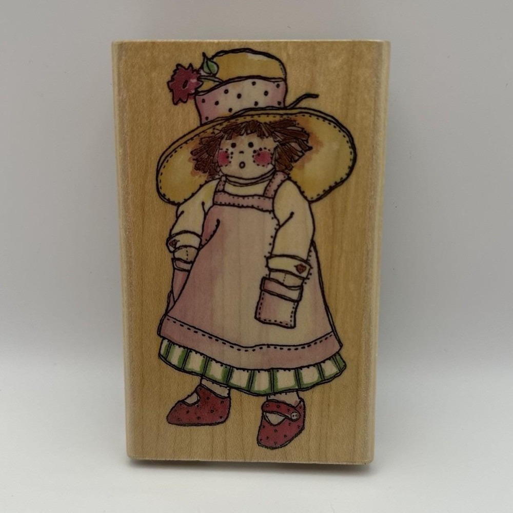 Annette Allen Watkins Country Girl K1465 Wood Mount Rubber Stamp Vintage 1995